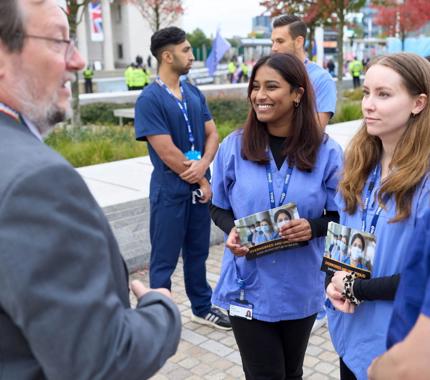 Group of junior doctors protesting with Prof Phil Banfield