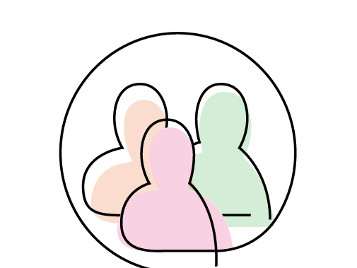 Group of silhouettes in a circle